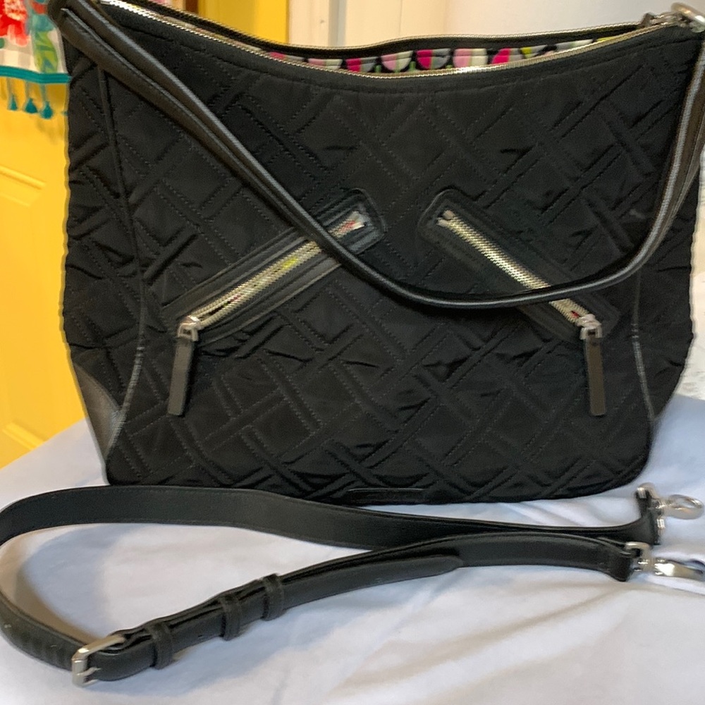 Vera Bradley microfiber large shoulder/ crossbody bag. Black.